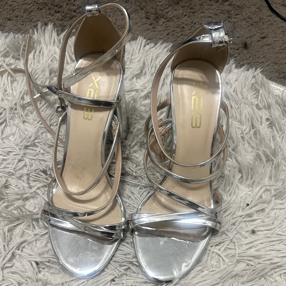 Silver Strappy Women's Heels